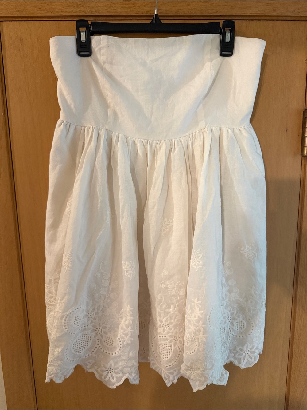 A Collective Story Women’s Strapless Eyelet Lace Cotton Mini Dress White Large